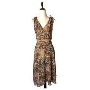 Patra Animal Print V-Neck Midi Dress